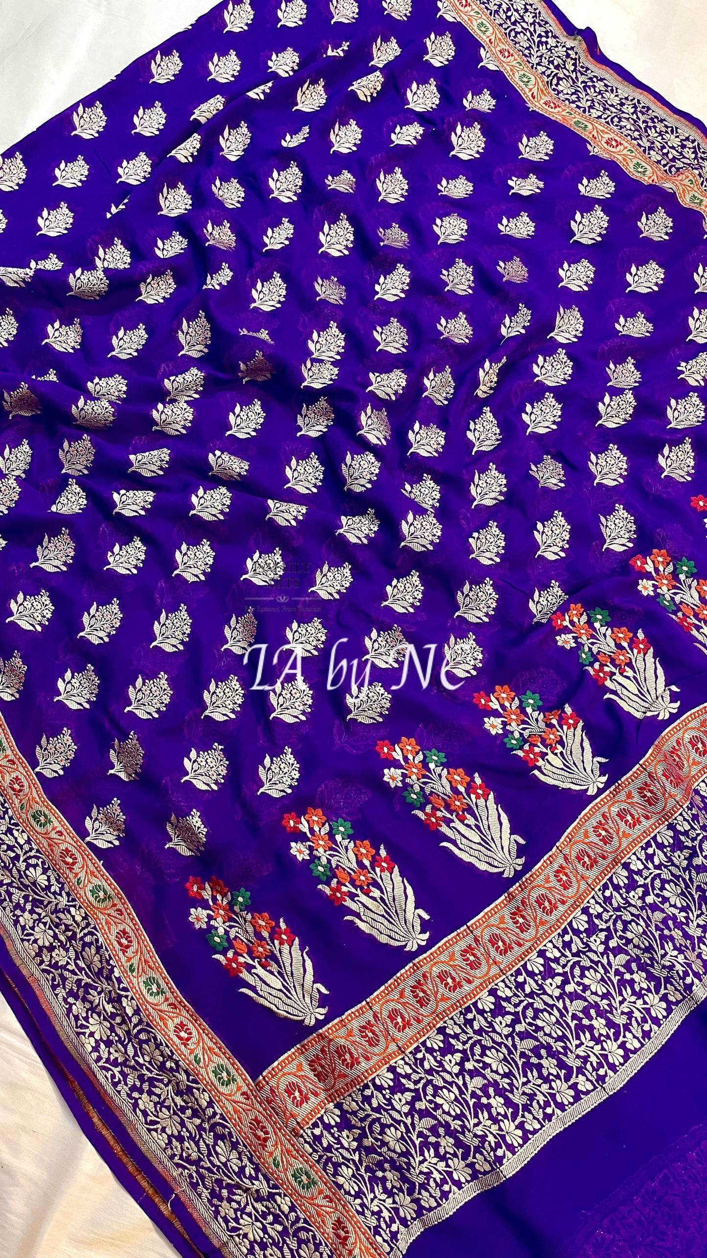 Grape Banarasi Pure Khaddi Georgette Saree