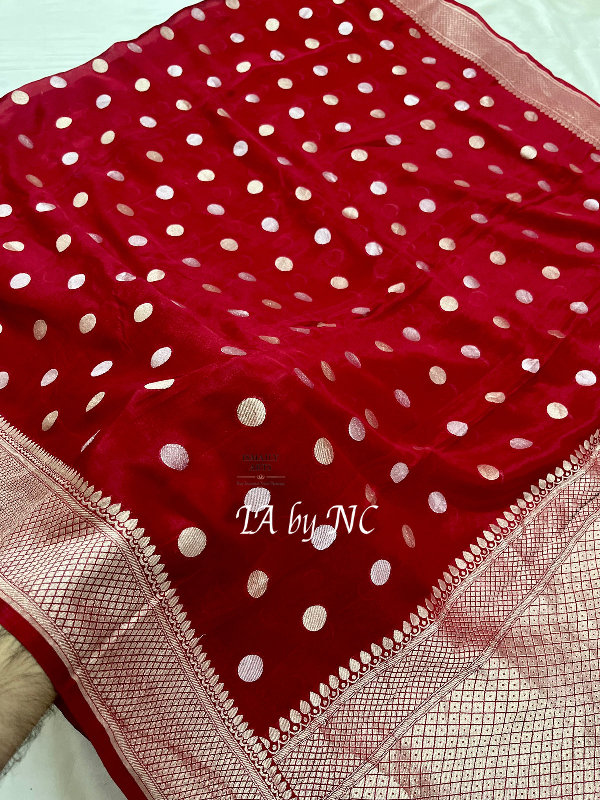 Carmine Banarasi Pure Khaddi Georgette Sona Rupa Saree