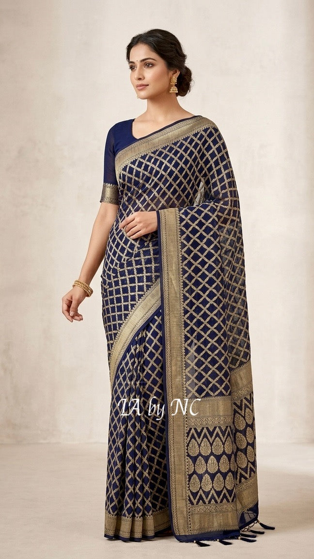 Space Banarasi Pure Khaddi Georgette Saree