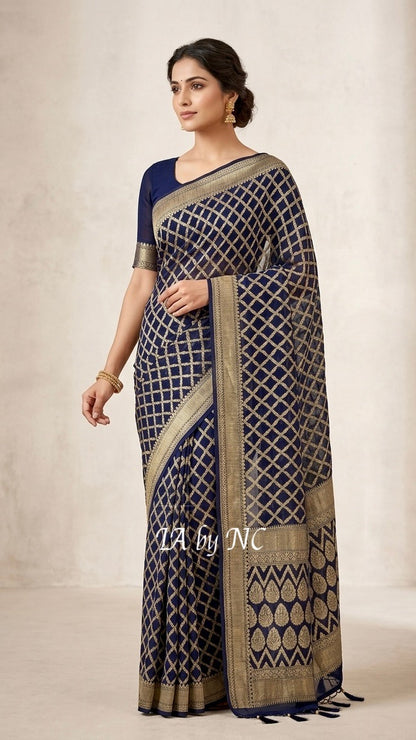 Space Banarasi Pure Khaddi Georgette Saree