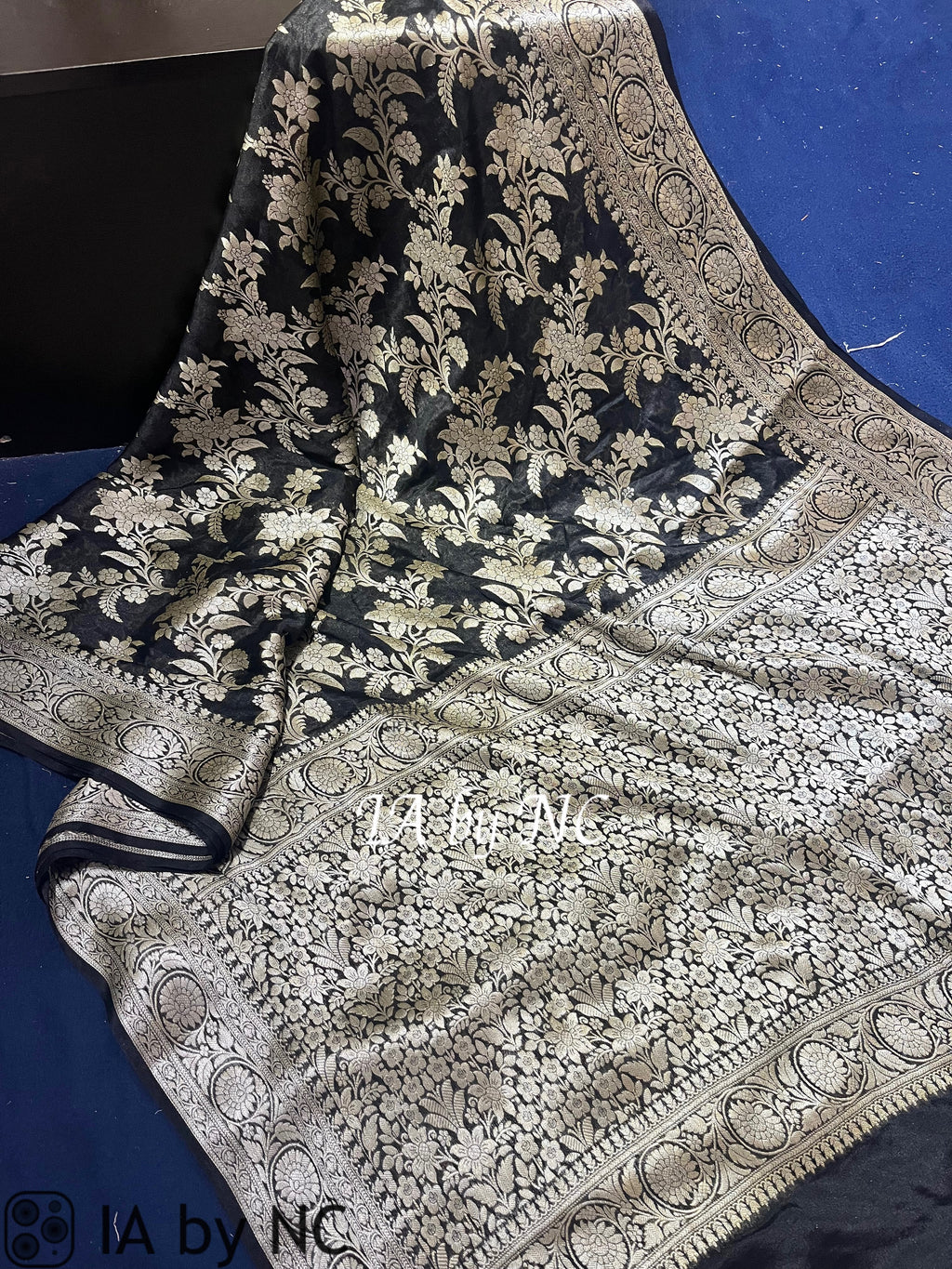 Black Banarasi Pure Chiffon Georgette Saree