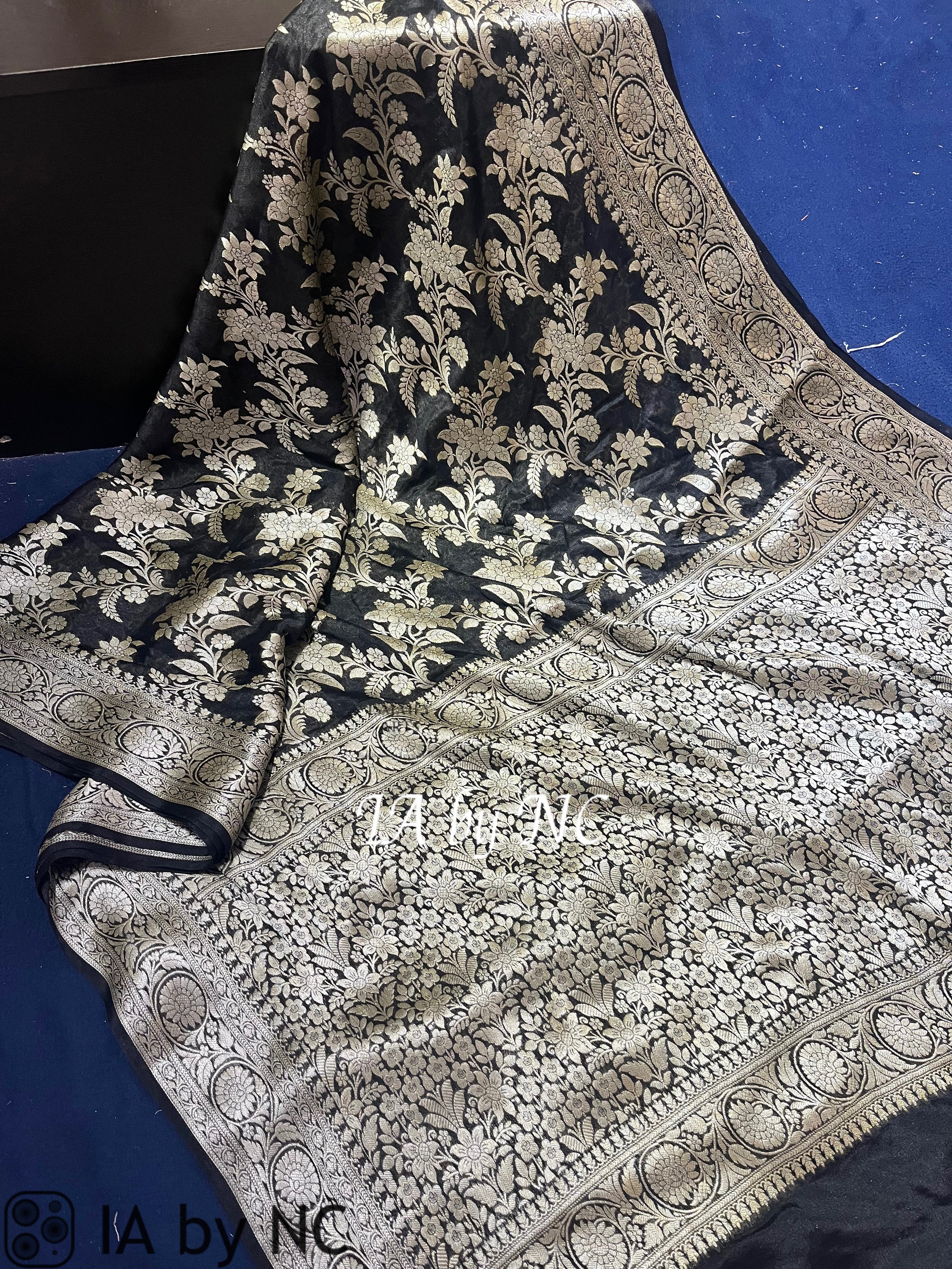 Black Banarasi Pure Chiffon Georgette Saree
