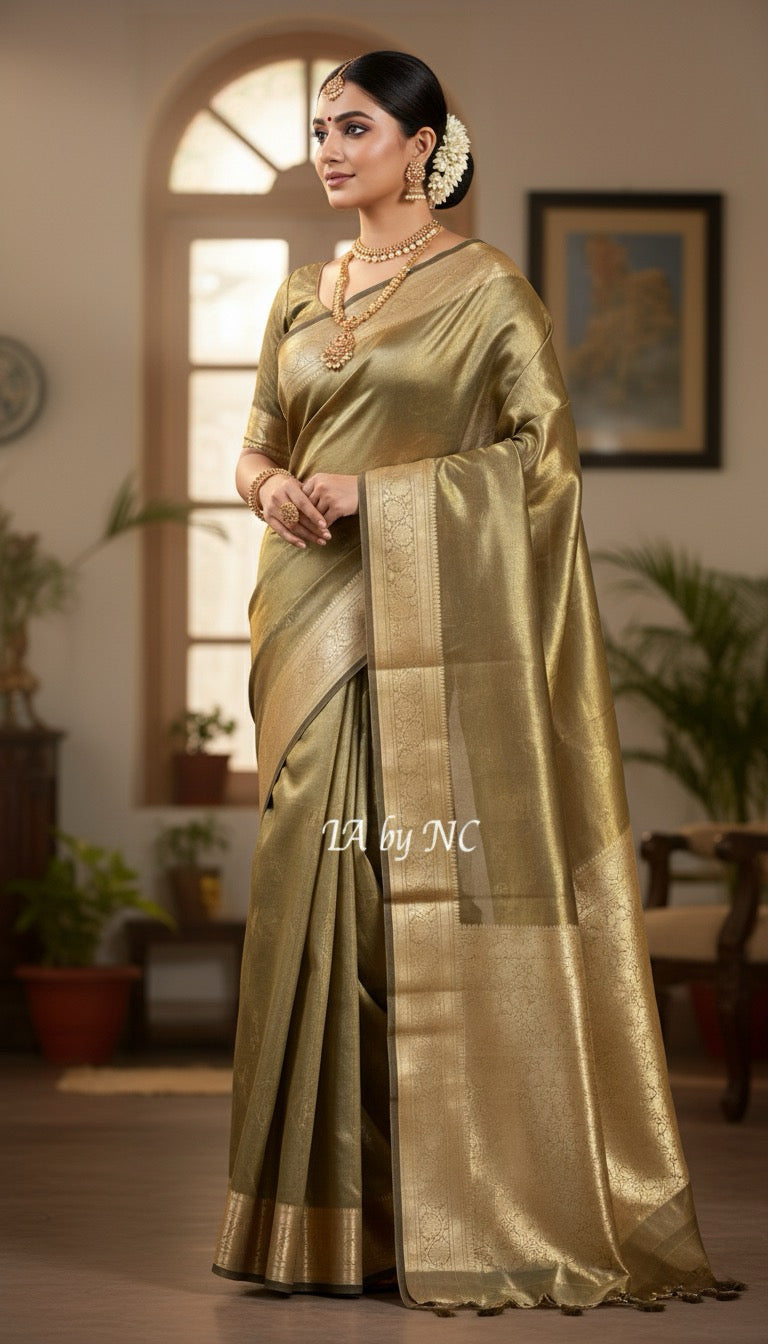Black Banarasi Pure Tissue Silk Saree