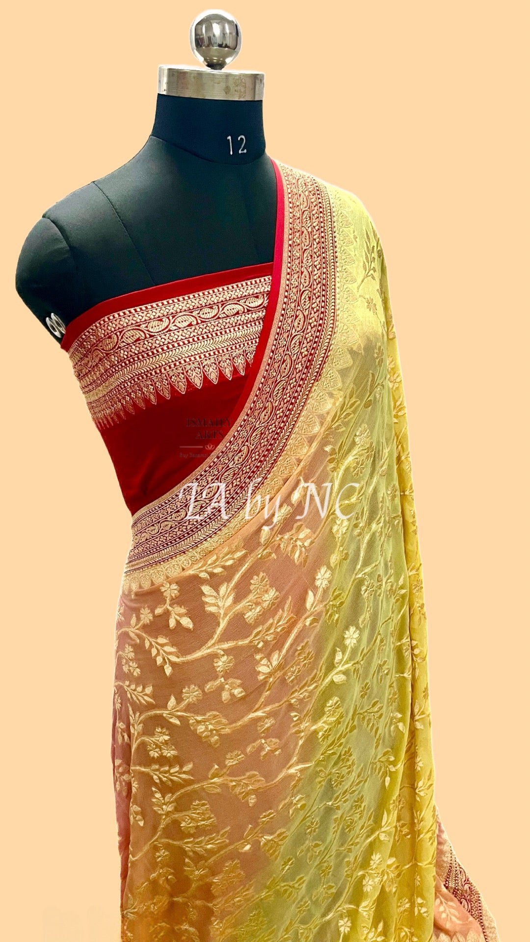 Crimson Banarasi Pure Khaddi Georgette Saree