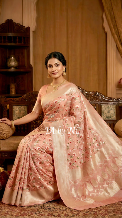 Flamingo Banarasi Pure Munga Silk Saree