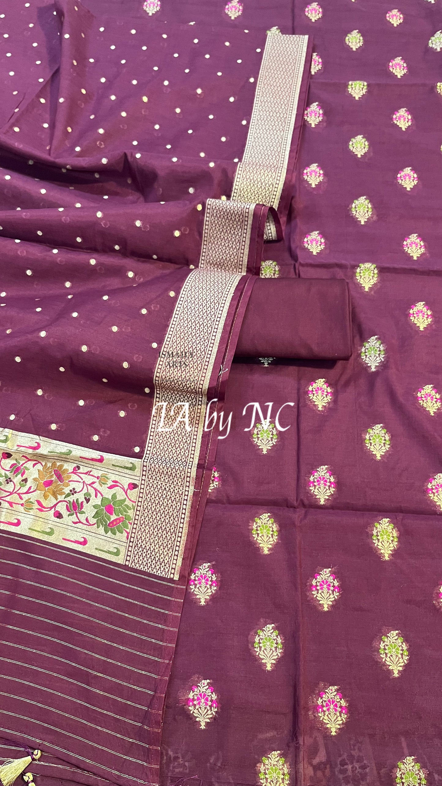 Byzantine Banarasi Cotton Silk Meena Dress materials