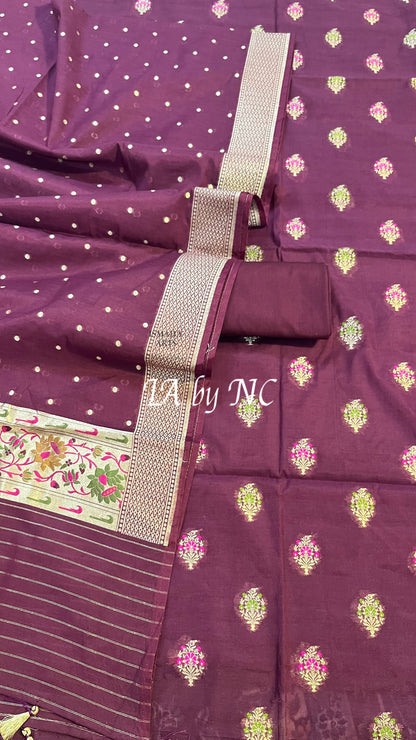 Byzantine Banarasi Cotton Silk Meena Dress materials