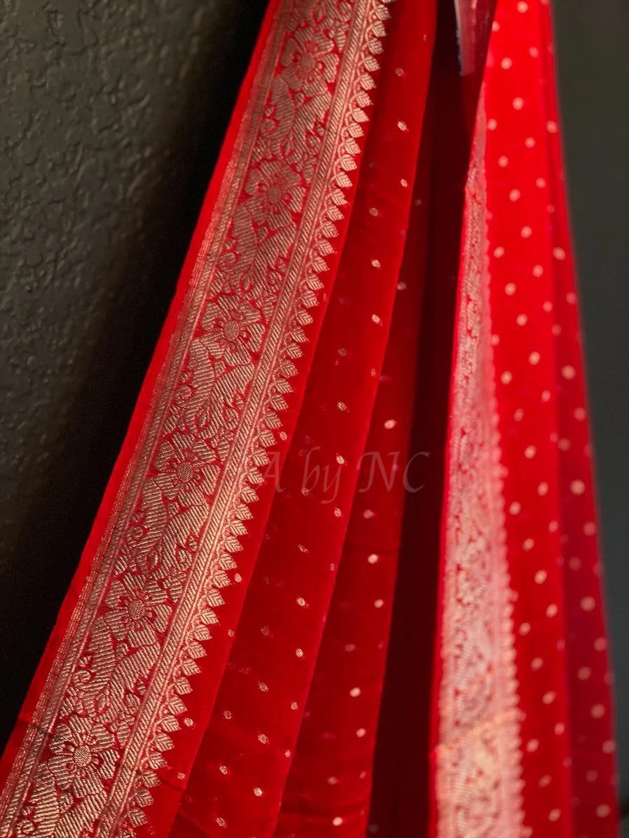 Crimson Banarasi Pure Khaddi Georgette Dupatta