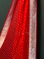 Crimson Banarasi Pure Khaddi Georgette Dupatta