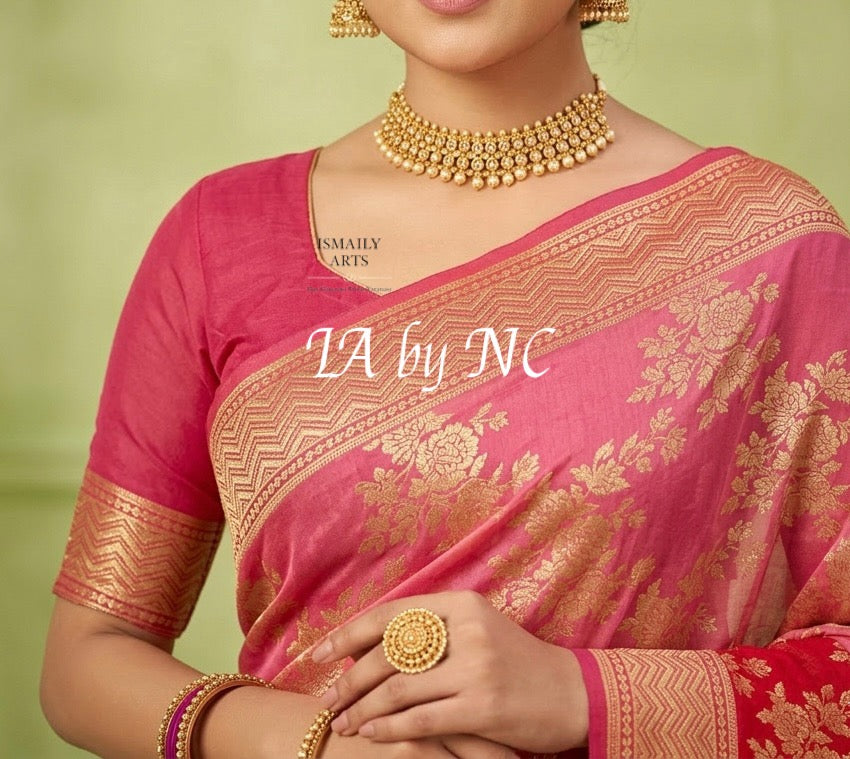 Crimson Banarasi Pure Khaddi Georgette Saree