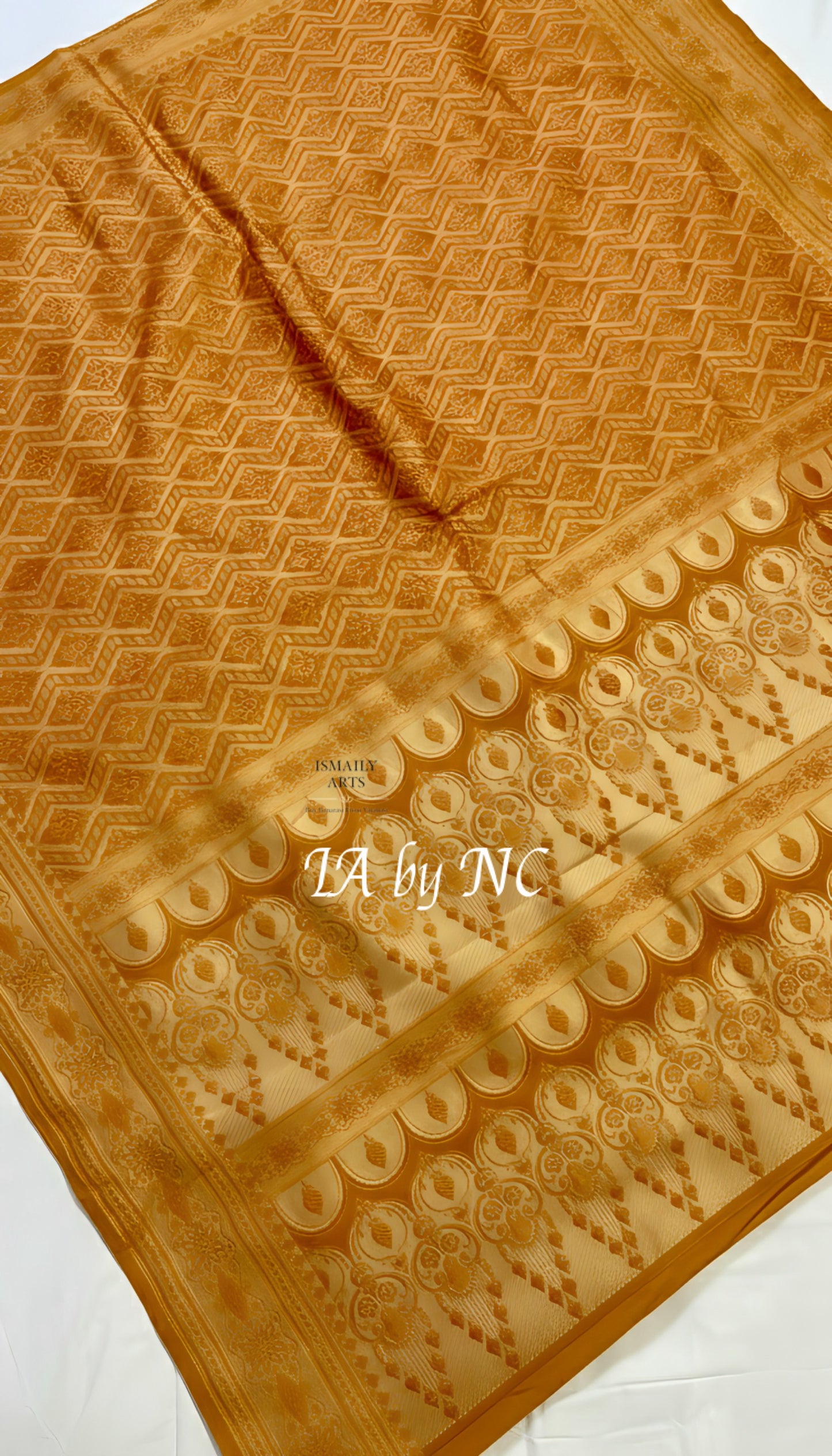Goldenrod Banarasi Mashru Katan Silk Saree
