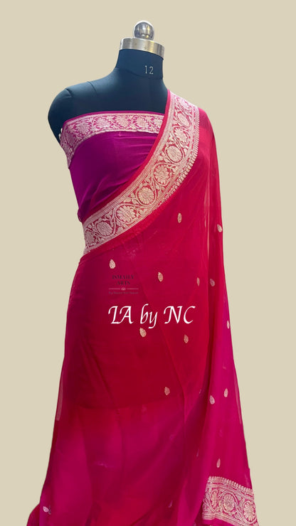 Ruby Banarasi Pure Khaddi Georgette Kadwa Saree