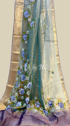 Teal Banarasi Pure Tissue Silk Saree