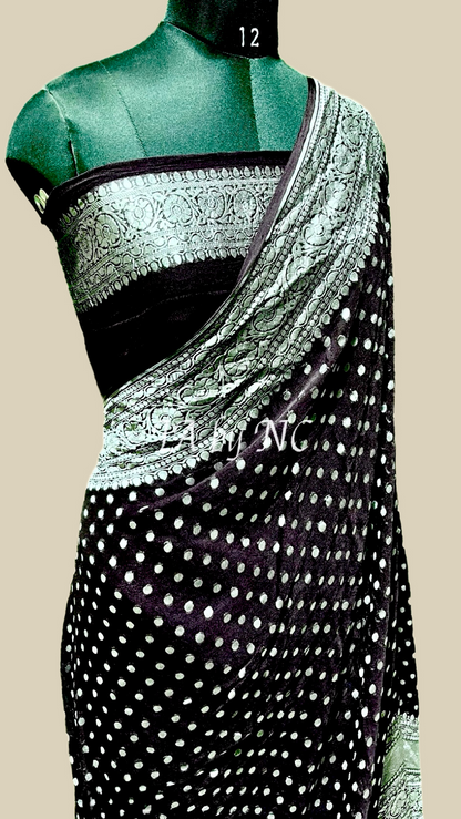 Black Banarasi Pure Khaddi Georgette Saree