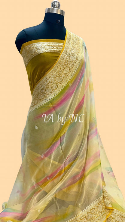 Dijon Banarasi Pure Khaddi Georgette Kadwa Saree