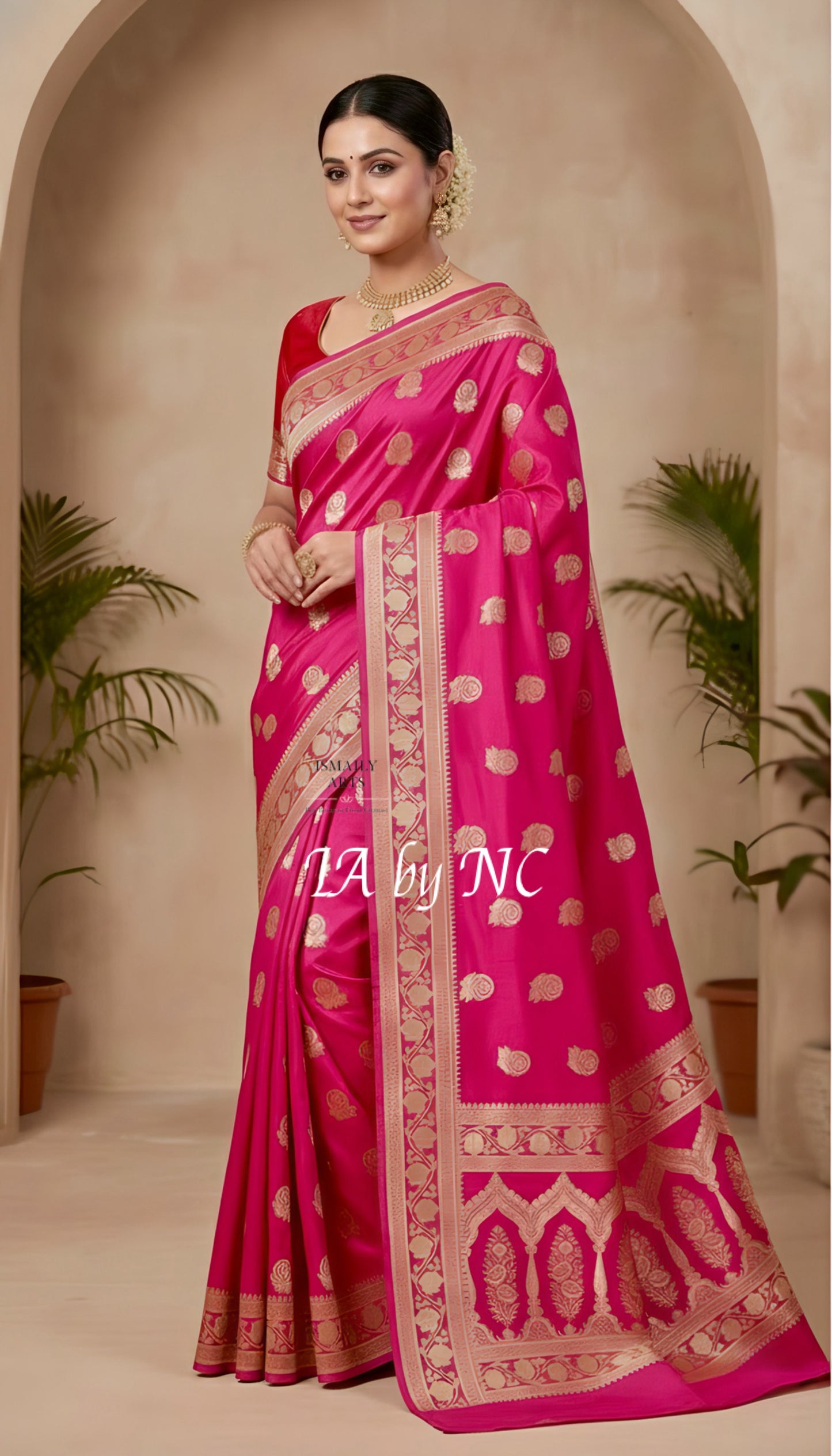 Ruby Banarasi Mashru Katan Silk Saree