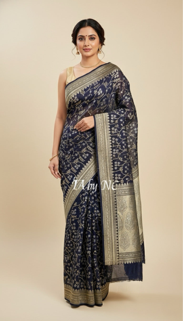 Space Banarasi Pure Khaddi Georgette Saree