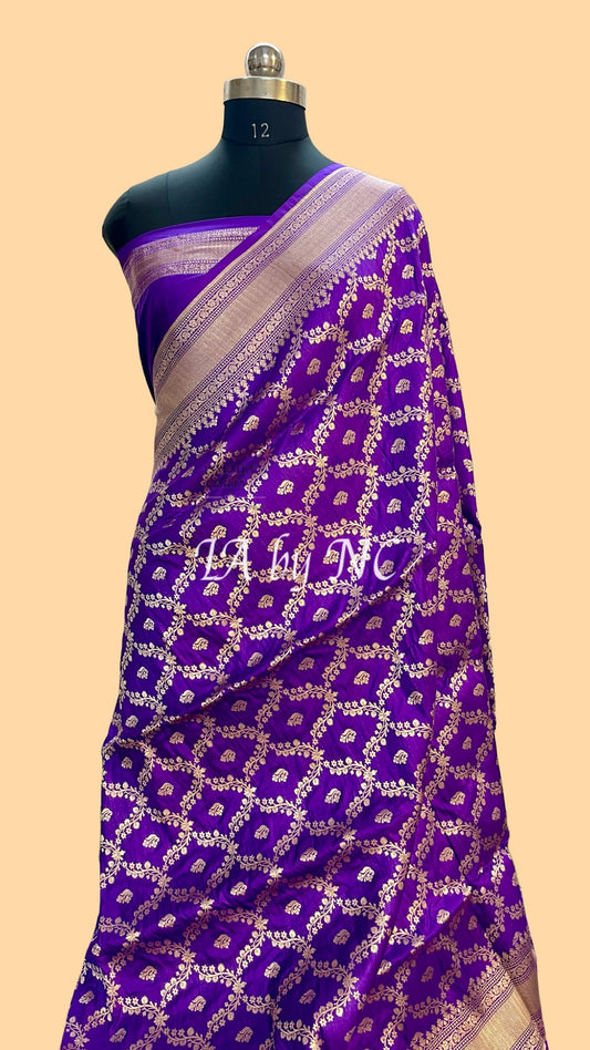 Grape Banarasi Pure Katan Silk Pattu Saree