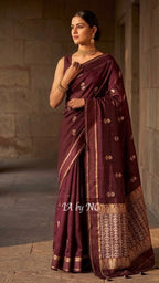 Hickory Banarasi Pure Kora Silk Saree