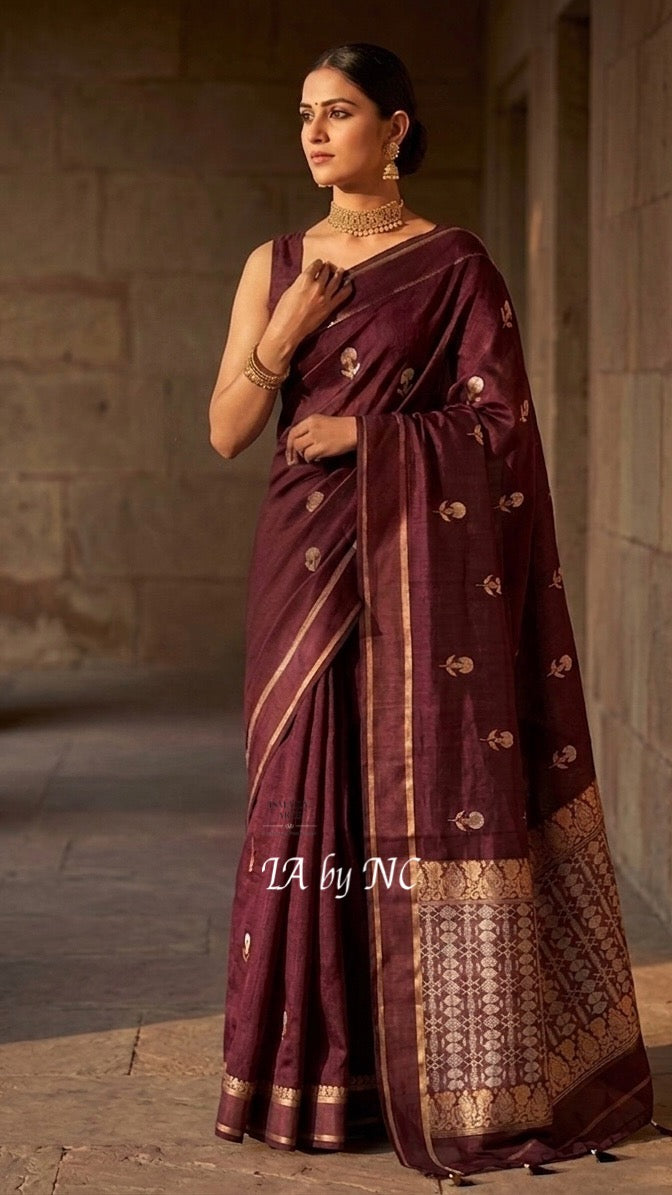 Hickory Banarasi Pure Kora Silk Saree
