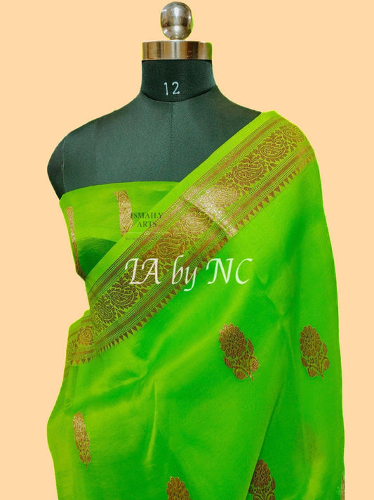 Kelly Banarasi Pure Kora Organza Kadwa Saree