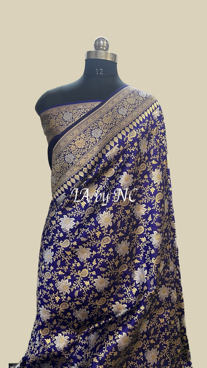 Navy Banarasi Pure Katan Silk Pattu Sona Rupa Saree