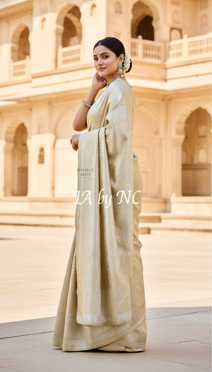 Goldenrod Banarasi Pure Tissue Silk Brocade Saree