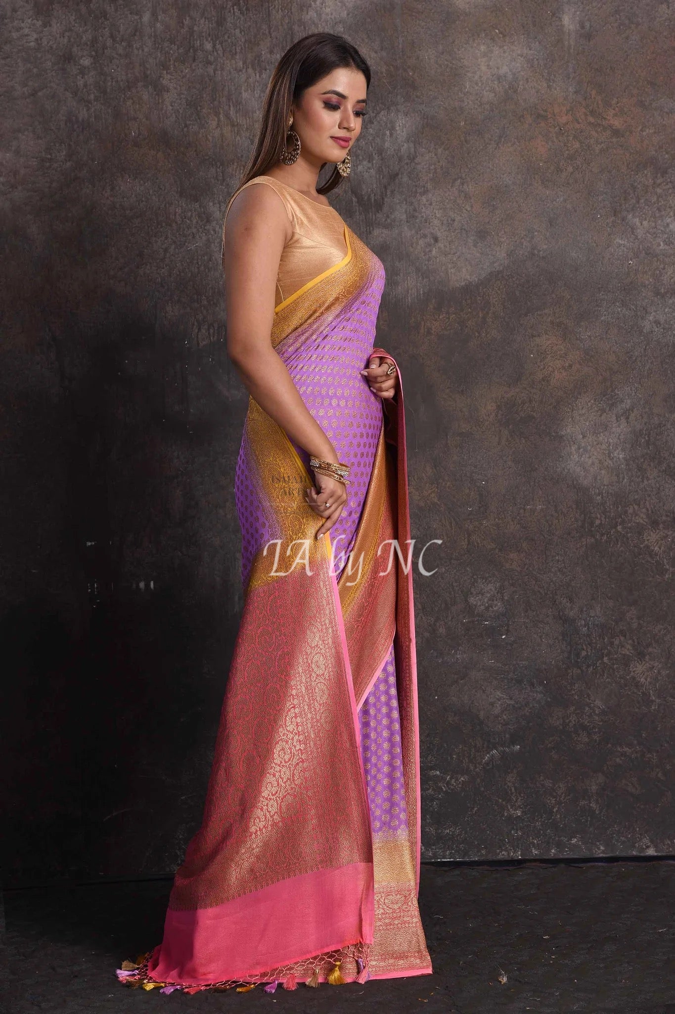 Orchid Banarasi Pure Khaddi Georgette Saree
