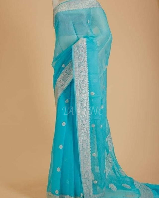 Baby Banarasi Pure Khaddi Georgette Kadwa Saree