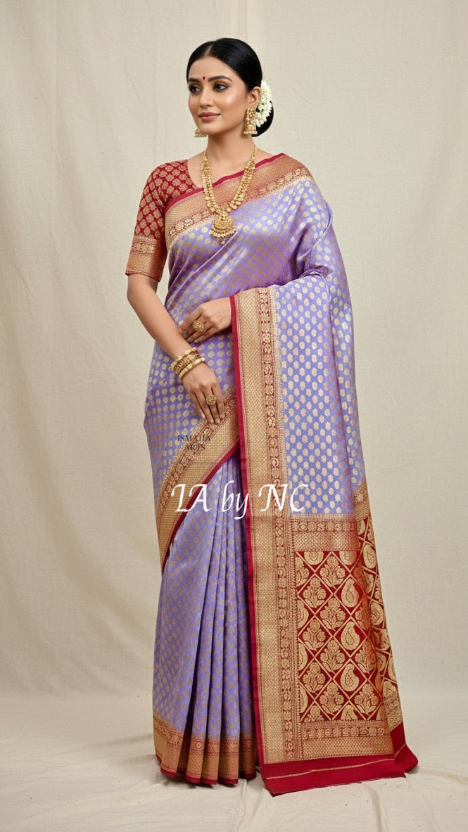 Lavender Banarasi Pure Khaddi Georgette Saree