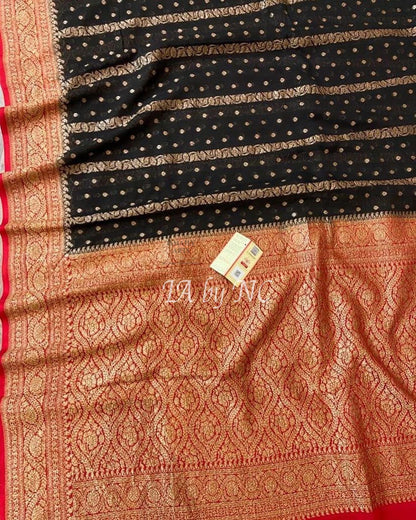 Black Banarasi Pure Khaddi Georgette Saree