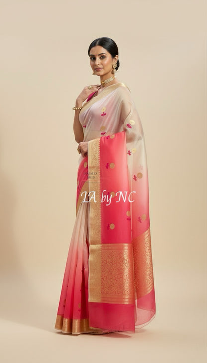 Punch Banarasi Pure Kora Silk Kadwa Saree