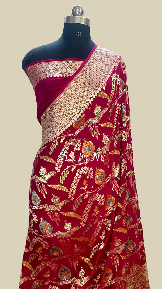 Mulberry Banarasi Pure Khaddi Georgette Saree