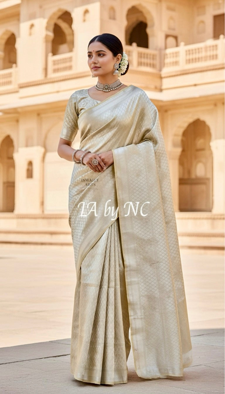 Goldenrod Banarasi Pure Tissue Silk Brocade Saree