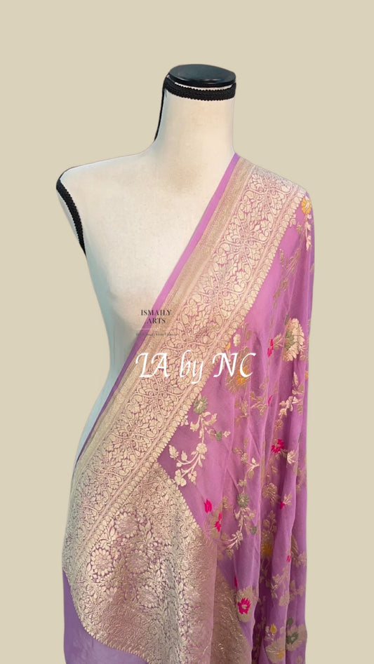 Taffy Banarasi Pure Khaddi Georgette Meenakari Dupatta