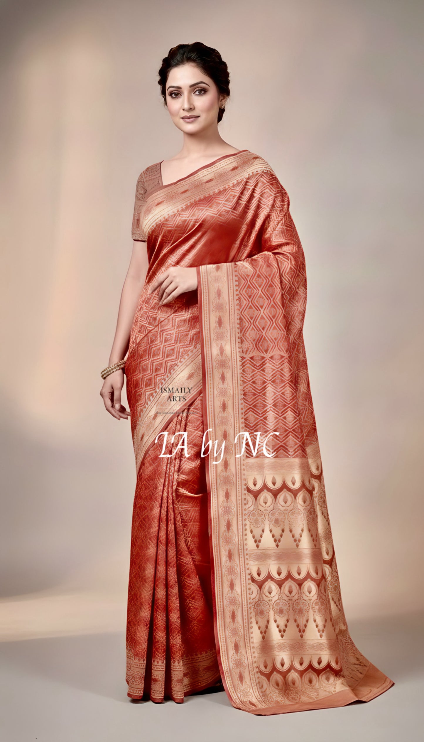 Crimson Banarasi Mashru Katan Silk Saree