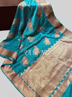 Teal Green Banarasi Pure Chiffon Georgette Saree