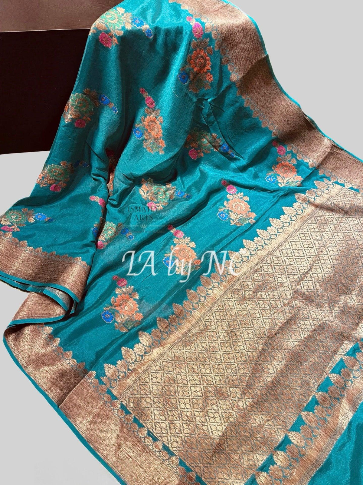 Teal Green Banarasi Pure Chiffon Georgette Saree