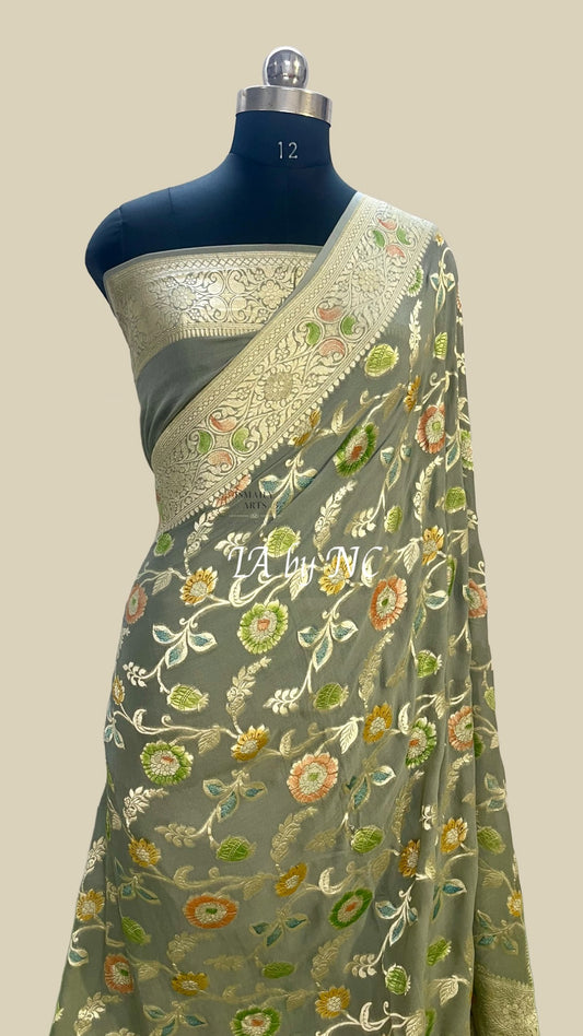 Mink Banarasi Pure Khaddi Georgette Saree
