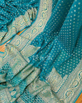 Teal Banarasi Pure Khaddi Georgette Saree