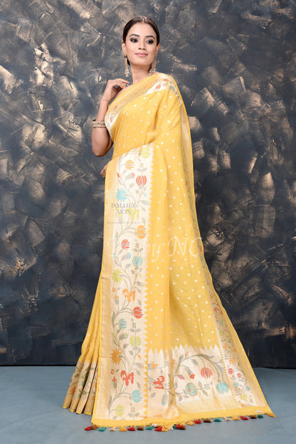 Bumblebee Banarasi Pure Khaddi Tussar Georgette Paithani Saree