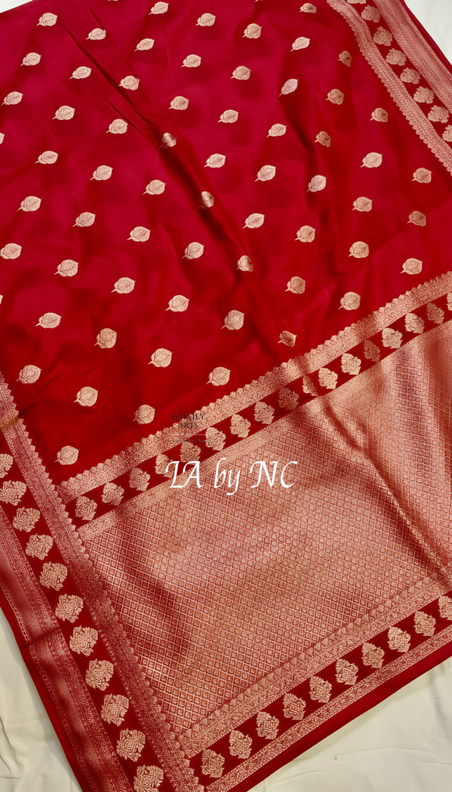 Crimson Banarasi Mashru Katan Silk Saree