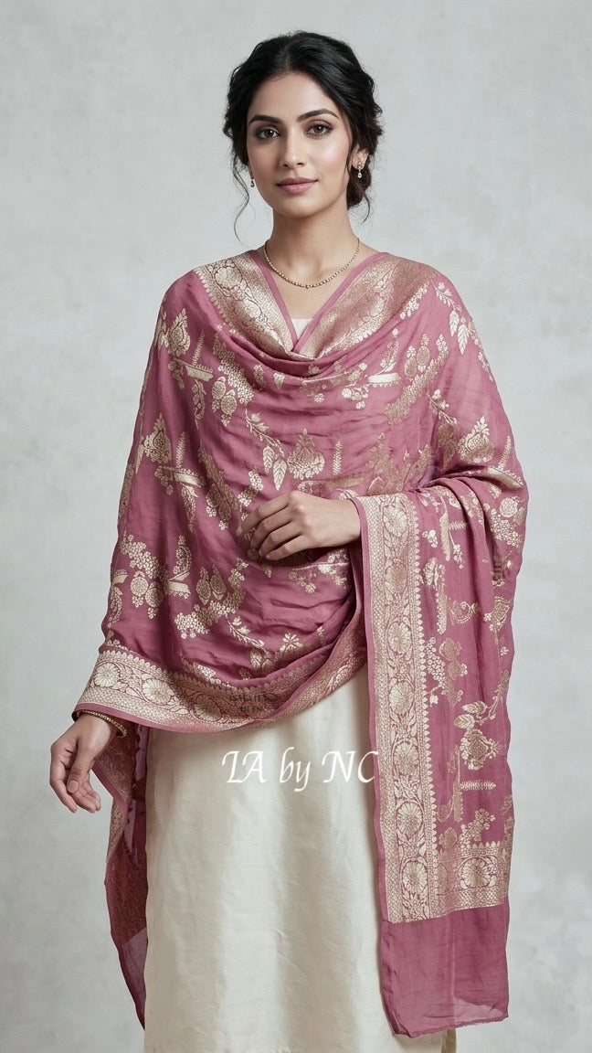 Mulberry Banarasi Pure Khaddi Georgette Dupatta