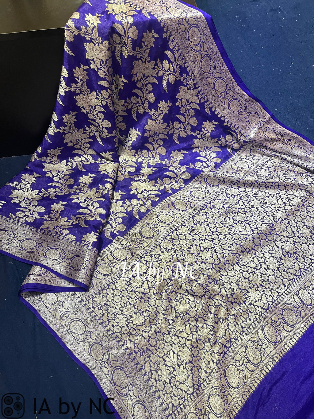 Grape Banarasi Pure Chiffon Georgette Saree