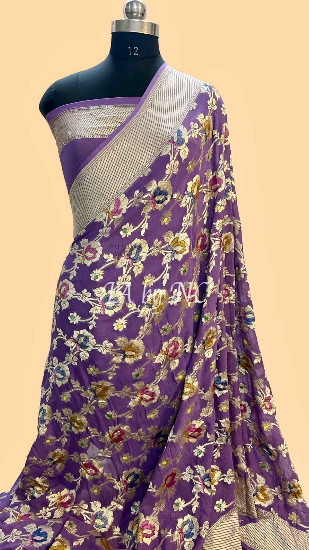 Mauve Banarasi Pure Khaddi Georgette Saree