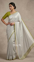 Offwhite Banarasi Pure Khaddi Georgette Saree