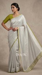 Offwhite Banarasi Pure Khaddi Georgette Saree