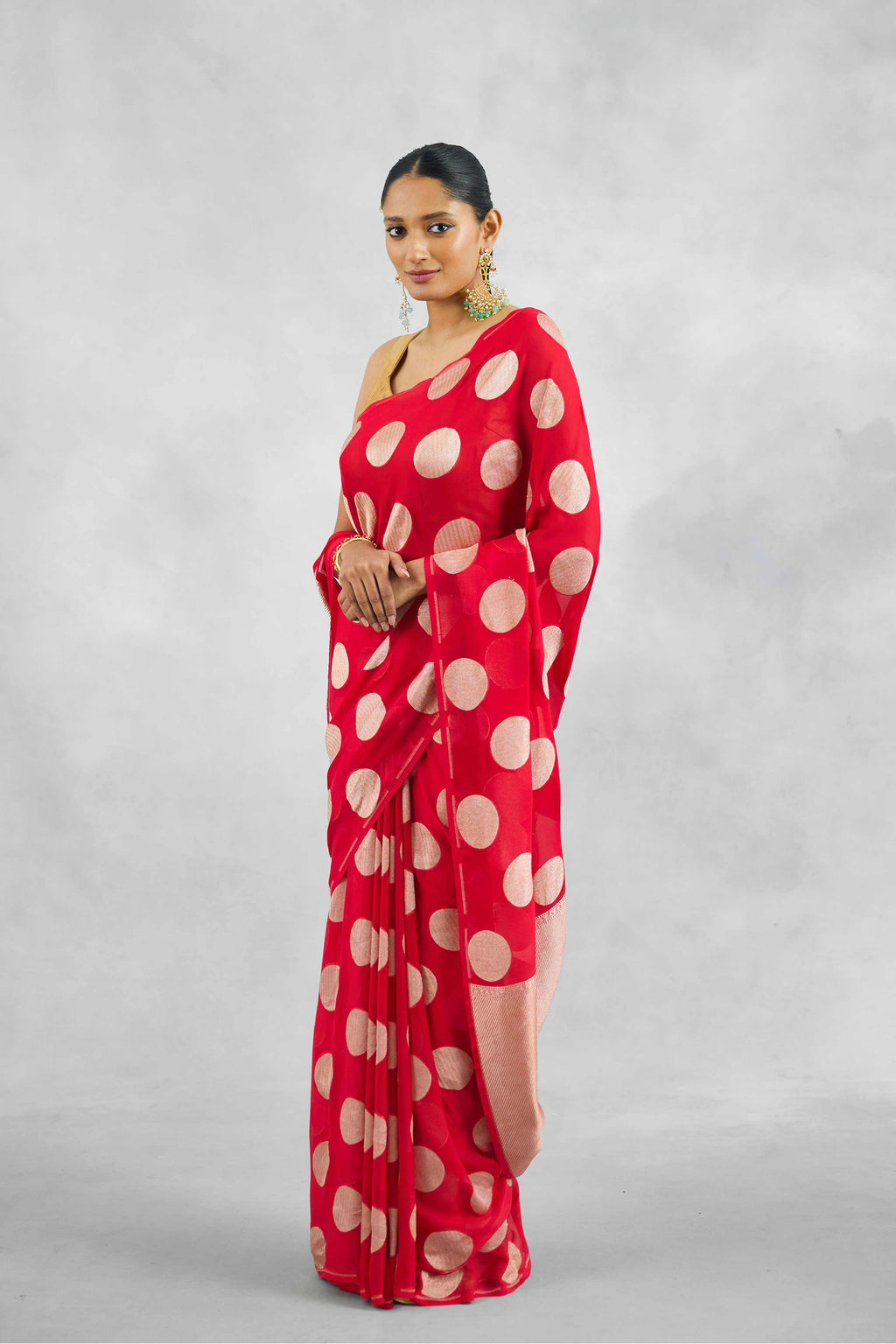 Crimson Banarasi Pure Khaddi Georgette Saree
