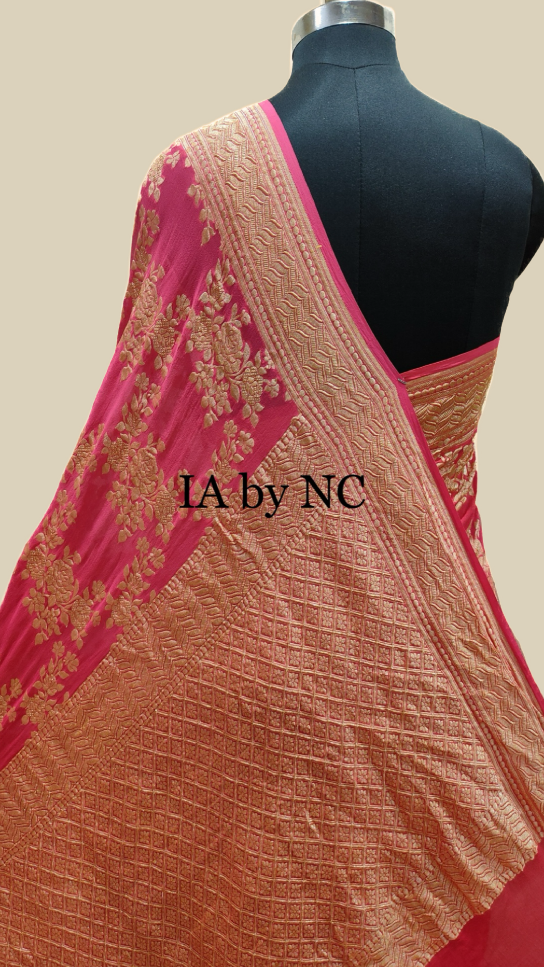 Red Banarasi Pure Khaddi Georgette Saree