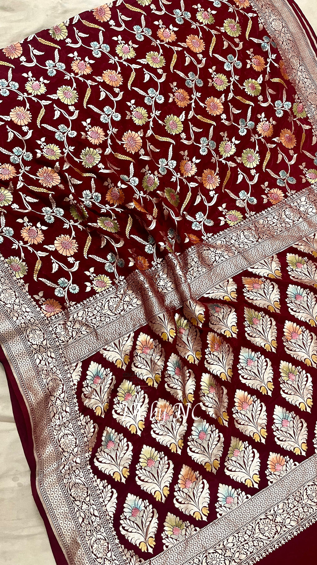 Byzantine Banarasi Pure Khaddi Georgette Saree